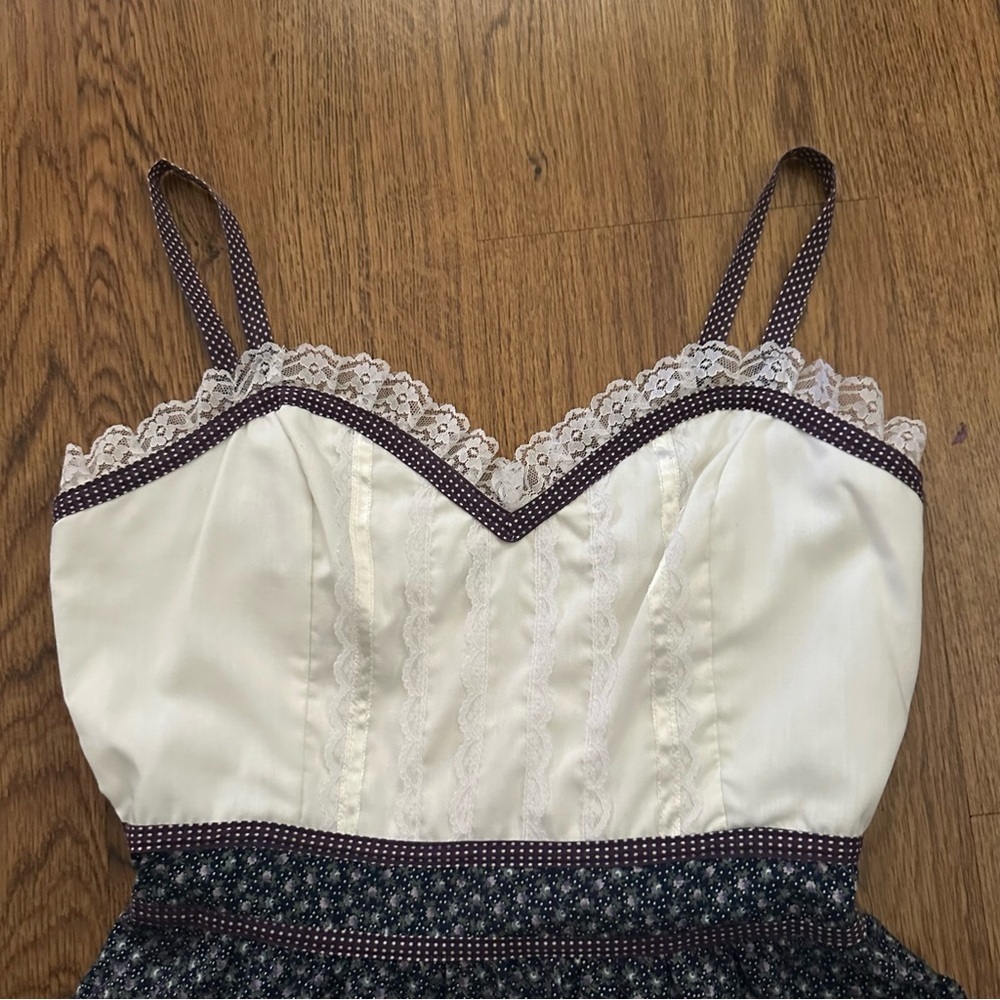 Gunne Sax By Jessica Vintage Label prairie dress sleeveless cotton floral 11 - Picture 3 of 14